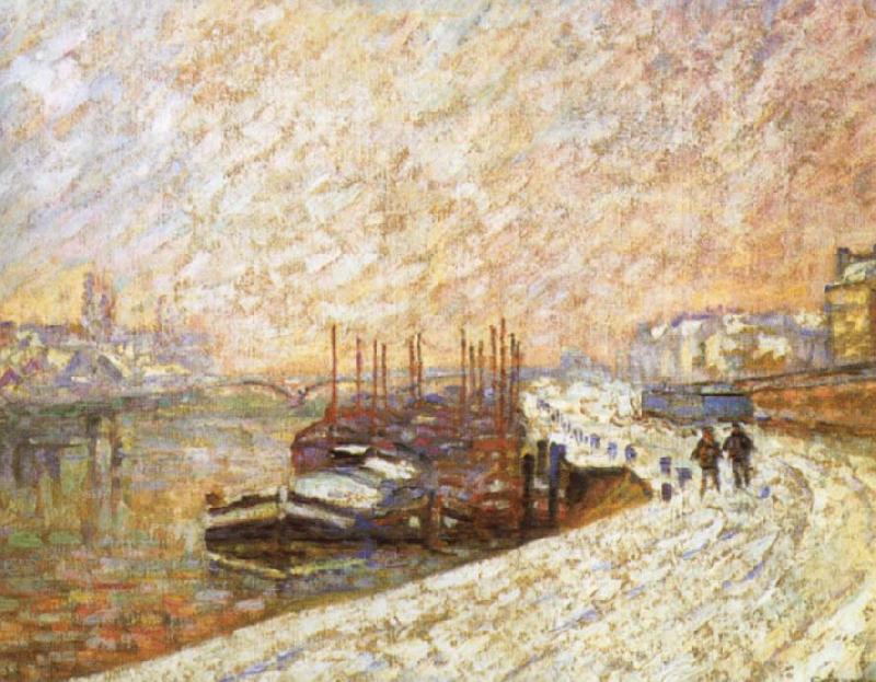 Armand guillaumin Barges in the Snow